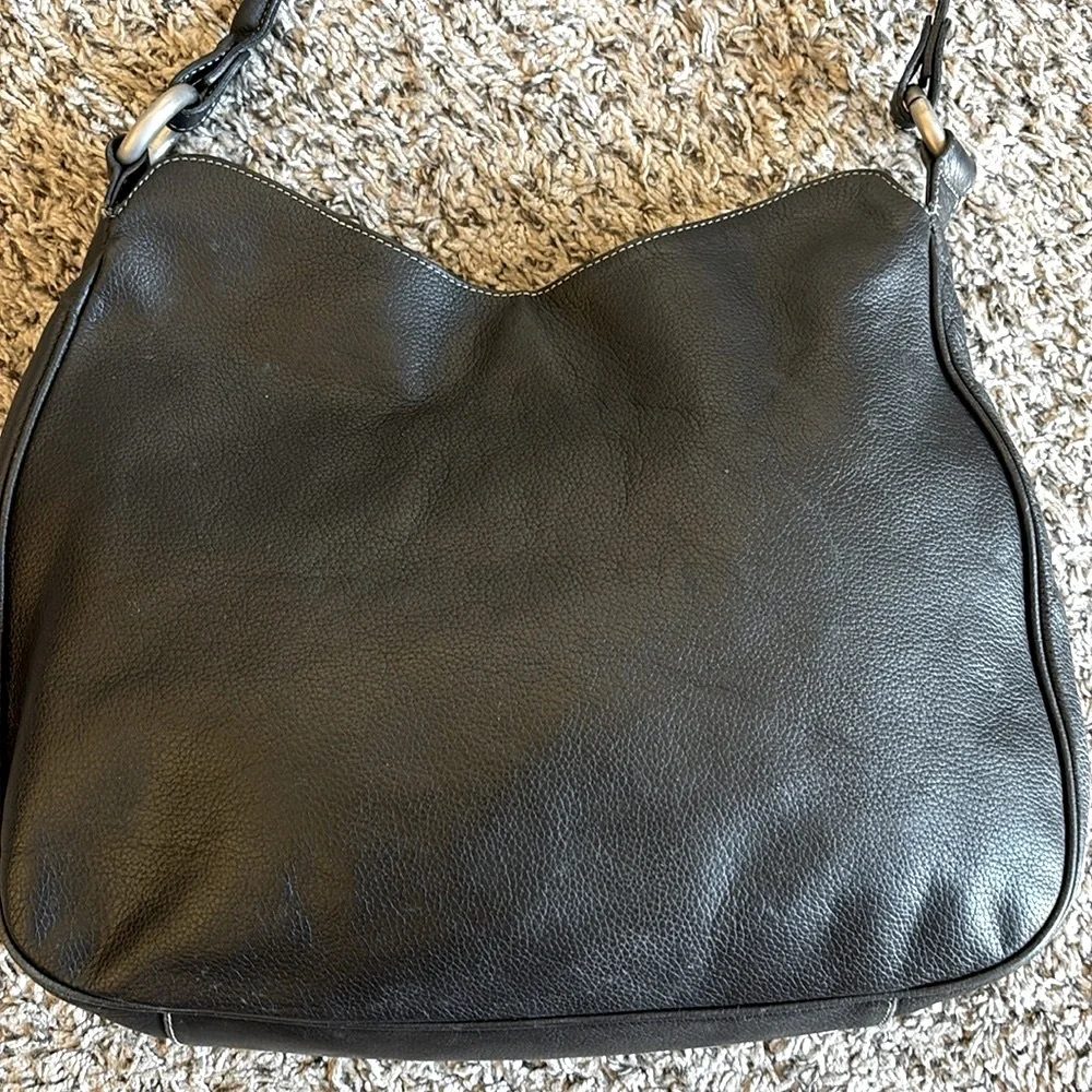 I Santi Black Leather‎ Satchel Shoulder Bag made in Italy